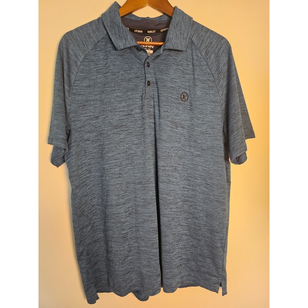 Surf Athleisure Hurley Polo Shirt Mens Large Blue Heathered Space Dye Stretch